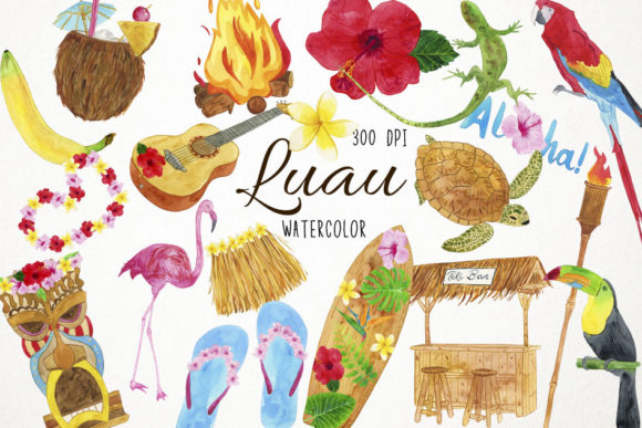 Download Watercolor Luau Clipart Hawaiian Clipart - Art Collection
