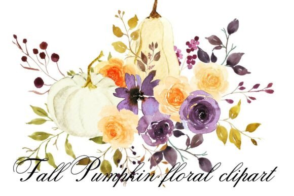 Download Watercolor Fall Pumpkin Floral Clipart - Art Collection