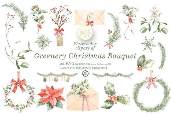 Download Watercolor Greenery Christmas Clipart - Art Collection
