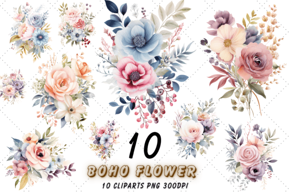 Download Vintage Boho Flower Sublimation Clipart - Art Collection