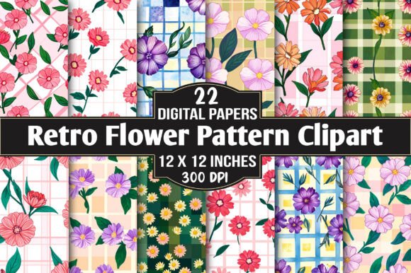 Download Retro Flower Pattern Clipart PNG - Art Collection